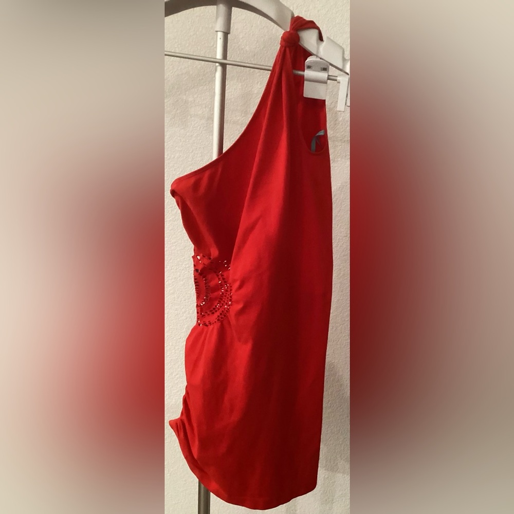 Marciano One Shoulder Red Dress with Embellishments
